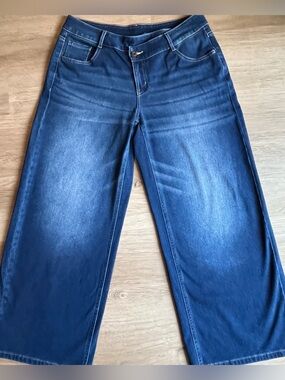 Halara Flex Asymmetric Low Rise Baggy Wide Leg Jeans Blue M Petite